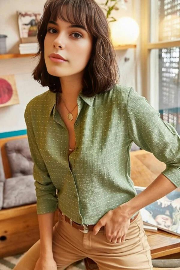 Hoxton Gal Textured Draped Shirt