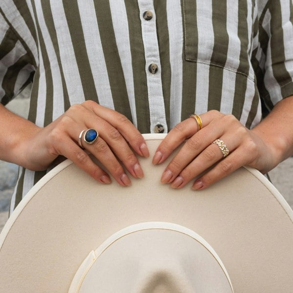 Sterling Silver Honeycomb Design Ring - Reeves & Reeves