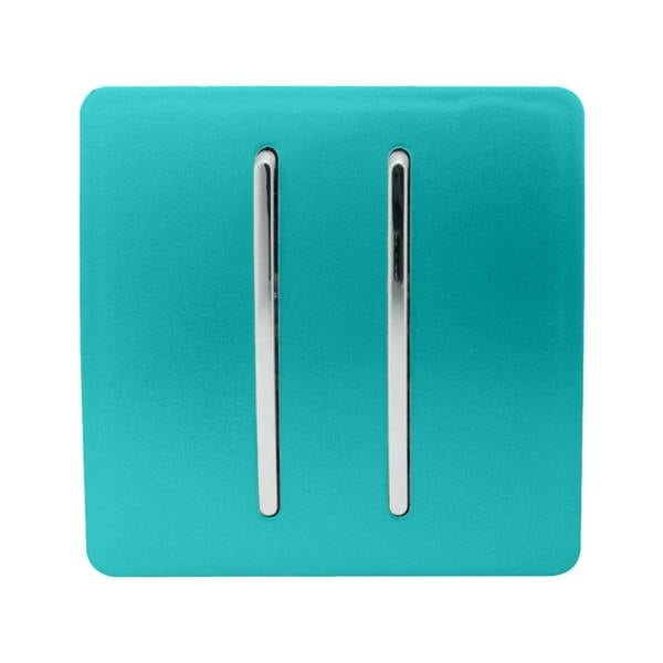 Trendi Switch 2 Gang Retractive Home Automation Switch in Bright Teal