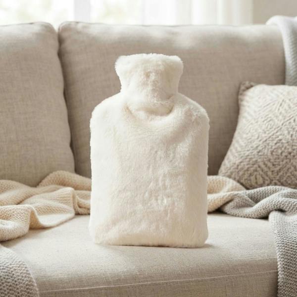 Garden Greatness White Faux Fur Muff Hot Water Bottle