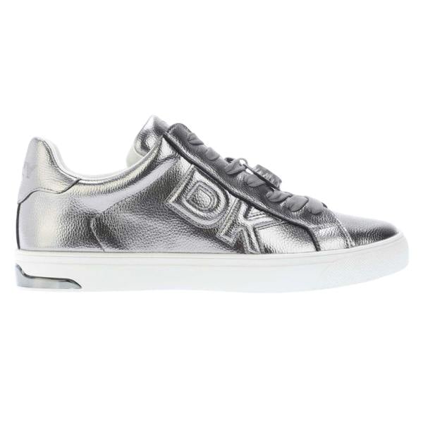 DKNY Womens/Ladies Aisling Leather Lace Up Trainers - Silver - 