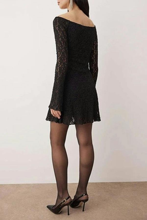 WOVCOR Knit Lace Mini Lined Dress