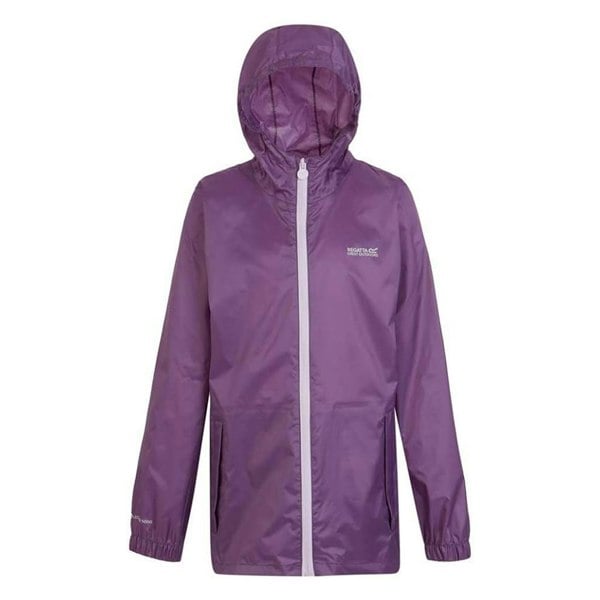 Regatta Great Outdoors Kids Pack It Jacket III Waterproof Packaway Black - Sunset Purple