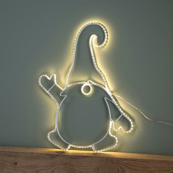 Samuel Alexander 46cm Light up Hanging Christmas Gonk Silhouette with 205 Warm White LEDs
