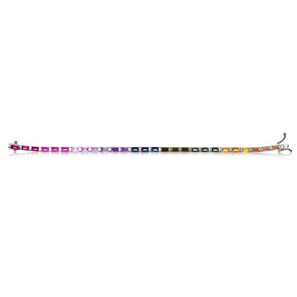 namana Sterling Silver Tennis Bracelets with Multicoloured Baguette-Cut Stones
