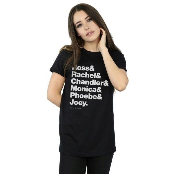 Friends Womens First Names Text Cotton Boyfriend T-Shirt - Black