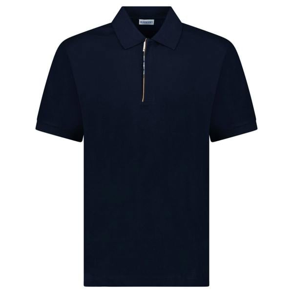 Burberry ‘Hartford’ Zip Check Polo Navy - chancefashionco
