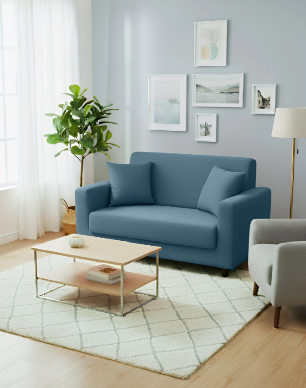 Anyseat 2 Seater Sofa Cover Plain Grey Blue Style and Protection For Living Room Sofa Chair Elastic Stretchable Slipcover