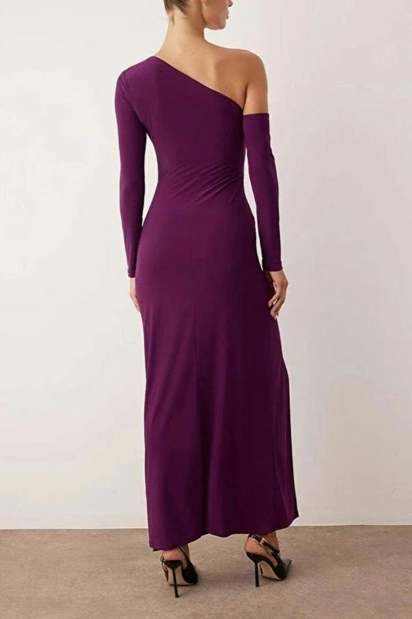 WOVCOR Knit Maxi Evening Dress with Cut Out and Accessory Details