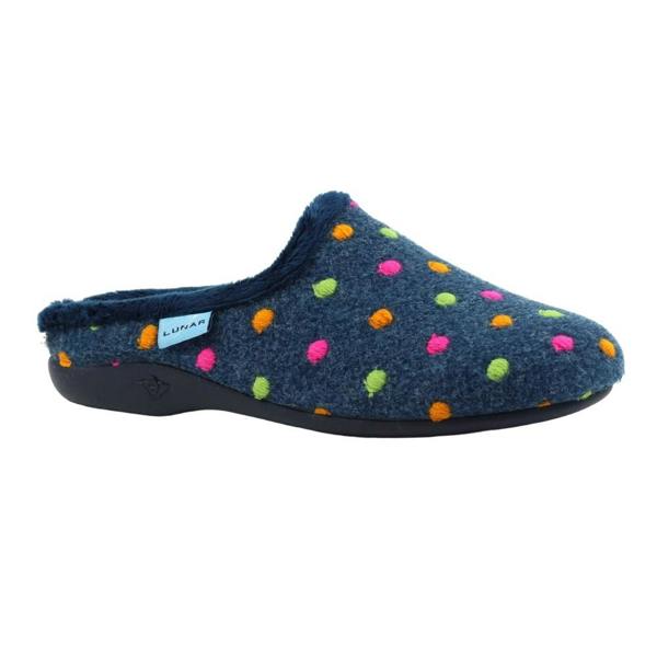 Lunar Womens/Ladies Peanut Mule Slippers - Navy - 