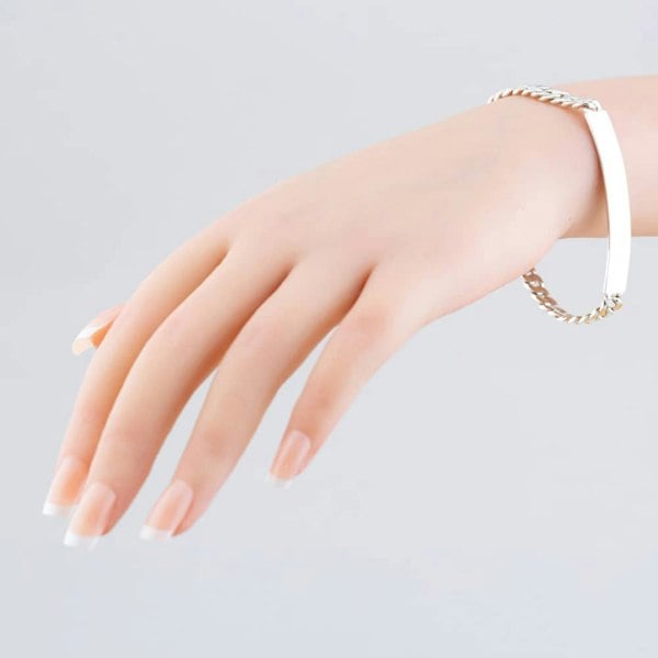 T. H. Baker Engravables- Silver 7.5 Inch Curb ID Bracelet BR-3207-7.5