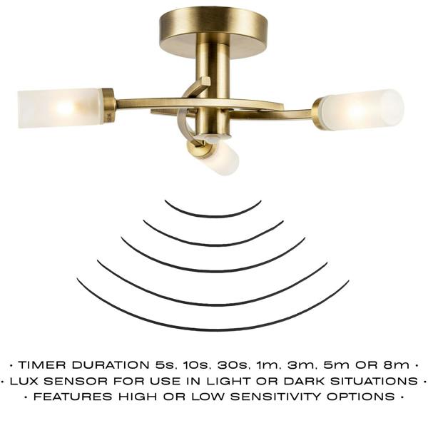 Sensor Bathroom Ceiling Light in Antique Brass with Multi Functions Image 3