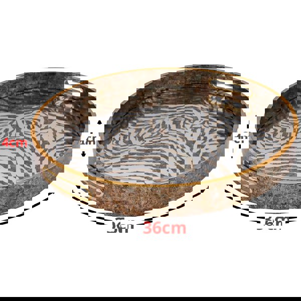 Maison des Cadeaux Round Zebra Print Tray and Drink Coasters Set
