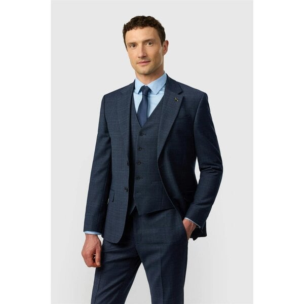 Ted Baker Slim Fit Navy Hopsack Check Jacket