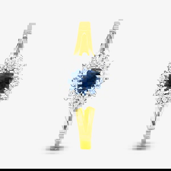 T. H. Baker 9ct Yellow Gold Blue & Clear Crystal Cluster Ring DIV006B