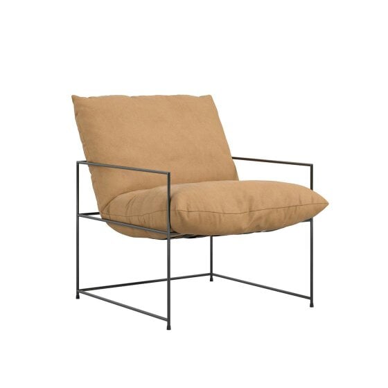 Wyld Haus Drogheda Tan Brown Accent Chair Black Metal Frame