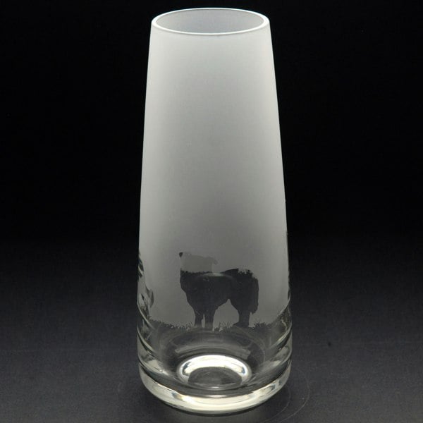 Glyptic Glass Art Border Collie Dog Glass Bud Vase - Hand Etched/Engraved Gift