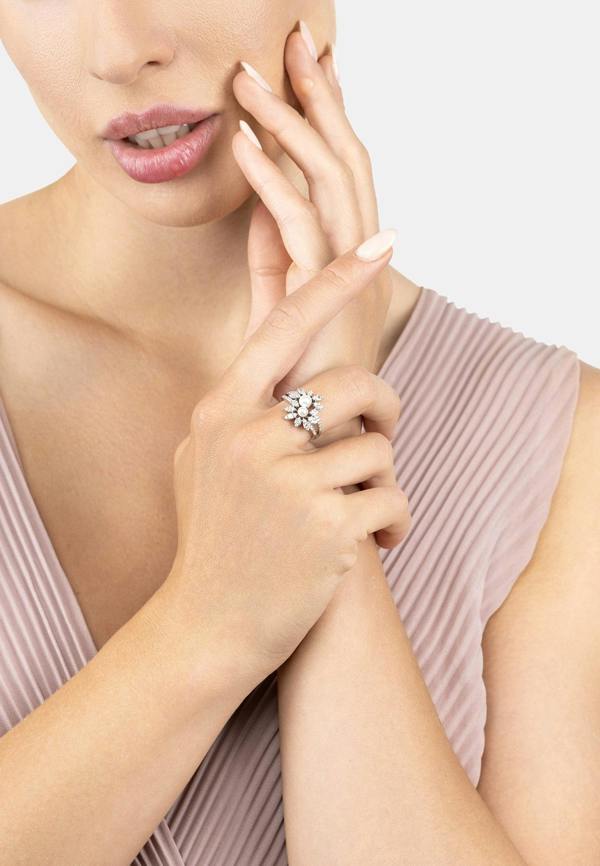 Latelita Marquise Cocktail Ring Pearl Silver
