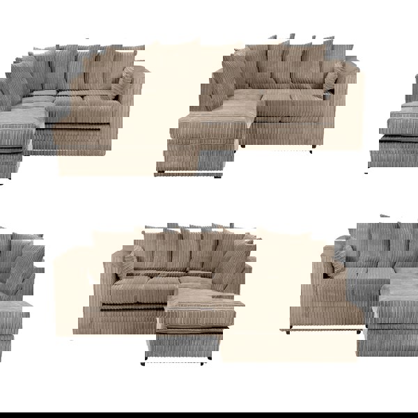 Dylan Jumbo Cord 4 Seater Fabric Corner Sofa in Coffee