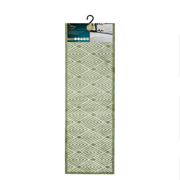 JVL Mega Mat Machine Washable Entrance Runner and Doormat Set, Green Geo