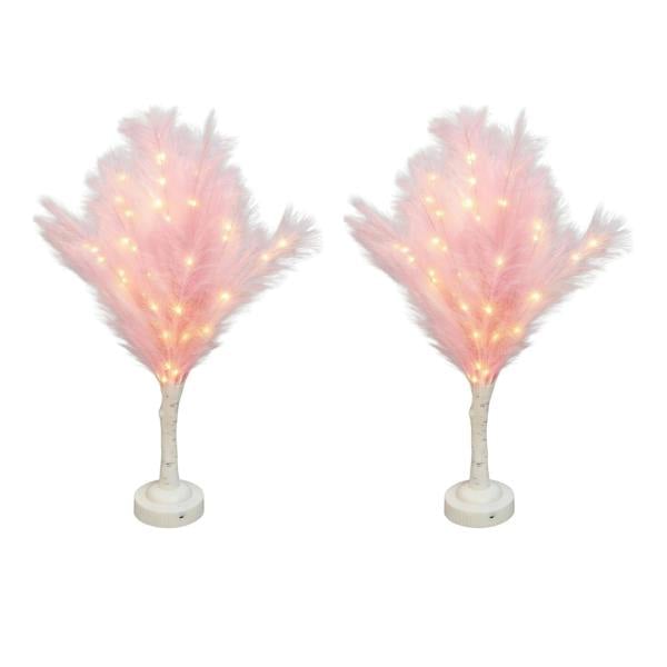 70cm Pink Feather Tree Table Lamp with Warm White LEDs, Battery-Operated Decorative Display image 7
