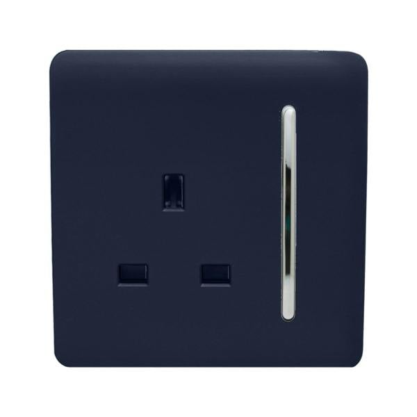 Trendi Switch 1 Gang 13 Amp Switched Plug Socket in Navy Blue