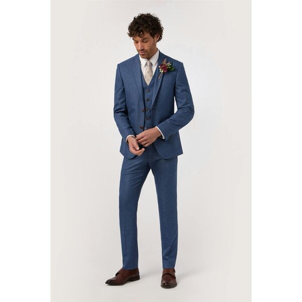 Antique Rogue Slim Fit Blue Texture Stretch Jacket