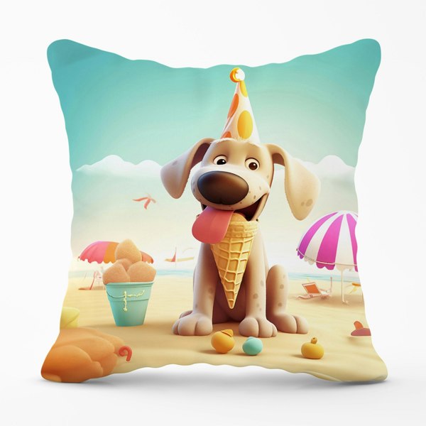 Warren Reed Dog On A Beach Holiday Cushions