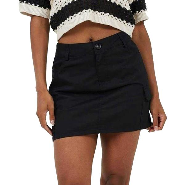 Brave Soul Womens/Ladies Denim Cargo Pocket Mini Skirt - Black - 