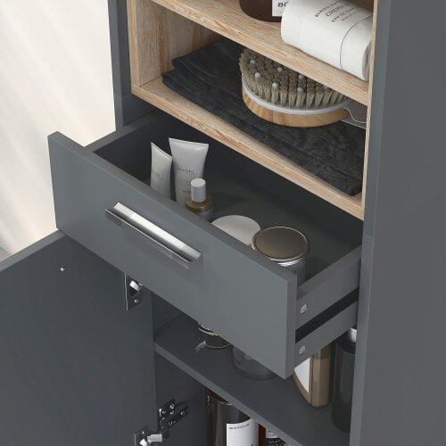 Wyld Haus Suna Tall Bathroom Storage Cabinet With Moisture Resistant Board Finish Matte Grey