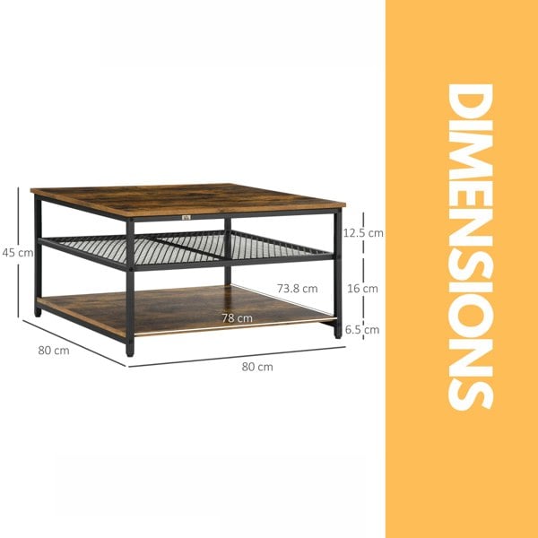 Rafaelo Mobilia 3 Tier Industrial Coffee Table