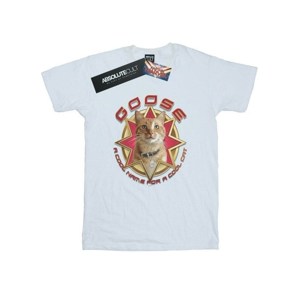 Marvel Mens Captain Marvel Goose Cool Cat T-Shirt - White