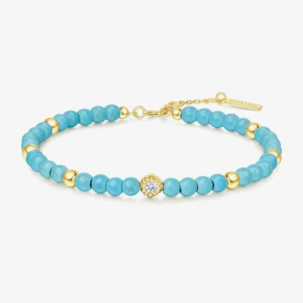 Ania Haie Chill Voyager 14ct Gold Plated Lab Created Turqouise Beaded Bracelet B063-04G