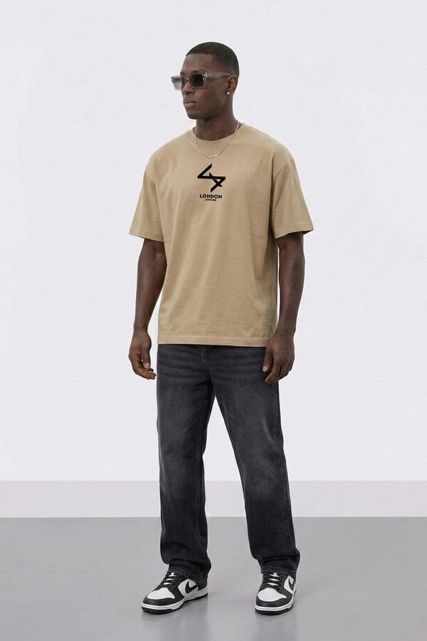 London Attitude Oversized Heavyweight T-Shirt with Varsity Back Print