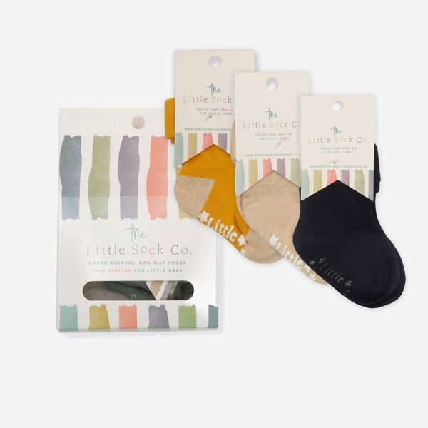 Little Sock Co. Gift Box of Socks - 3 Pairs of Original Non-Slip Stay-on Socks