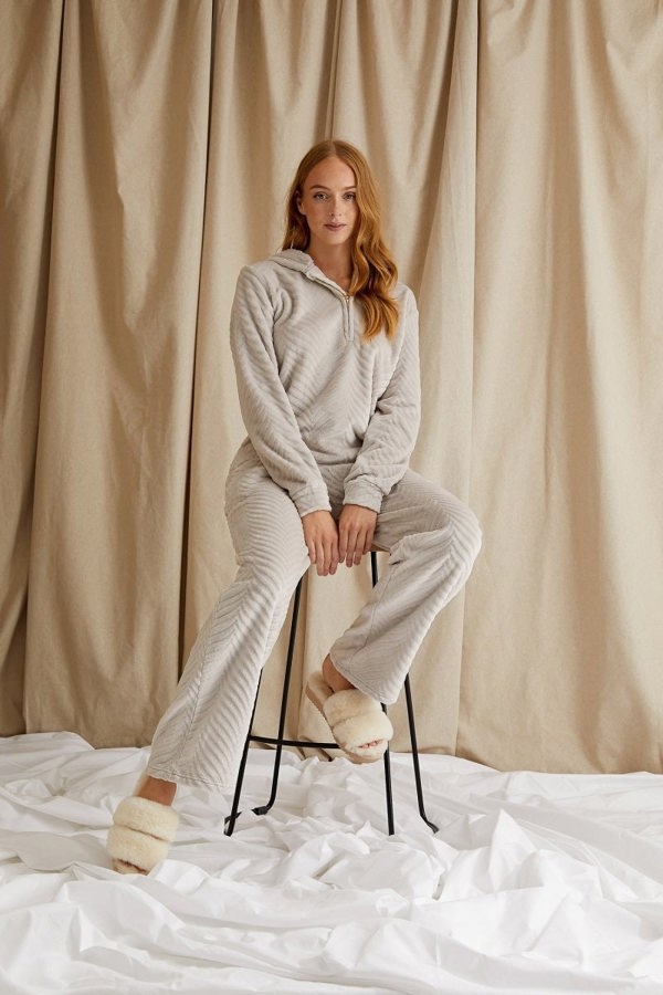 Cosy Chevron Lounge Suit in AlmondLoungewear