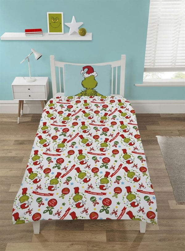 HomeSpace Direct The Grinch It's That Time Again Duvet Cover Set Kid Christmas Bedding