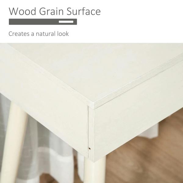 White vanity tabletop corner with subtle wood-grain finish