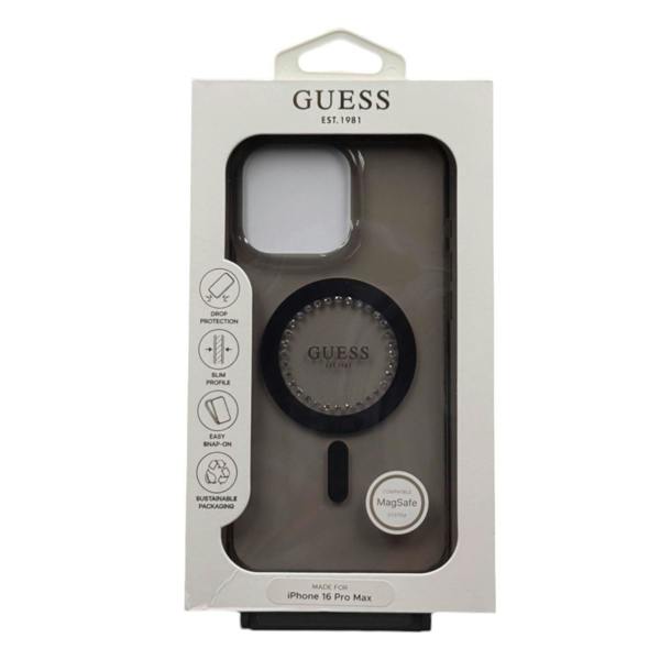 Guess IML Rhinestones Case with MagSafe for iPhone 16 Pro Max 6.9" Black - GUHMP16XPFTDTEK