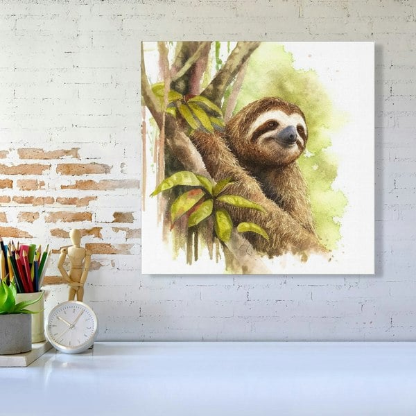 Warren Reed Sloth Watercolour Canvas