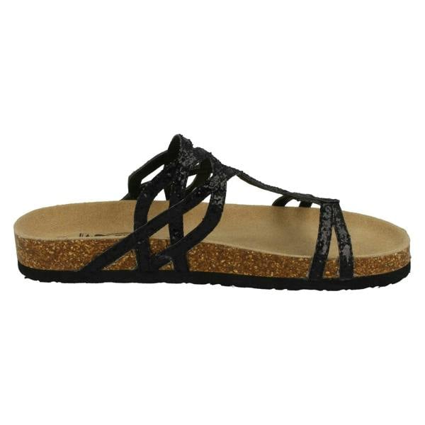 Down to Earth Ladies Down To Earth Cork Effect Glitter Sandals