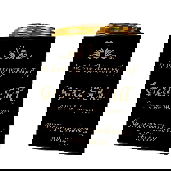 Memorials Direct Granite Memorial Vase- Solid Granite – Free Personalised Gold Engraving, Swan 1 – Includes Metal Flower Pot Insert