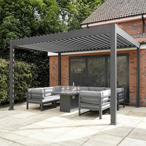 Jardi Anthracite Aluminium Pergola With LED Lights - 3m x 4m