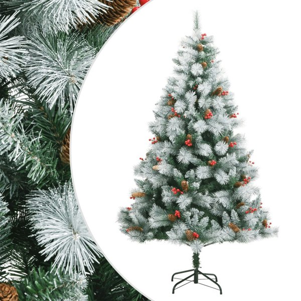 Berkfield Artificial Hinged Christmas Tree with Cones and Berries 240 cm
