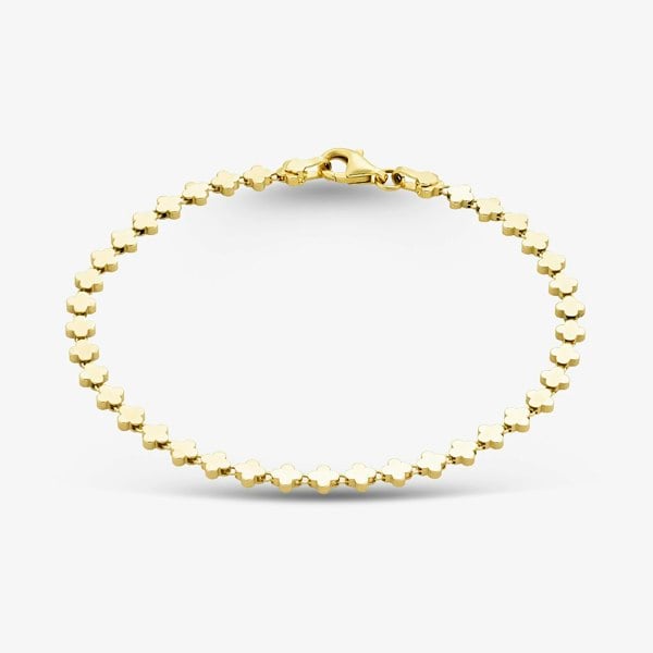 T. H. Baker 9ct Yellow Gold 7.5 Inch Stamped Clover Bracelet HSCB-370-9Y-7.5