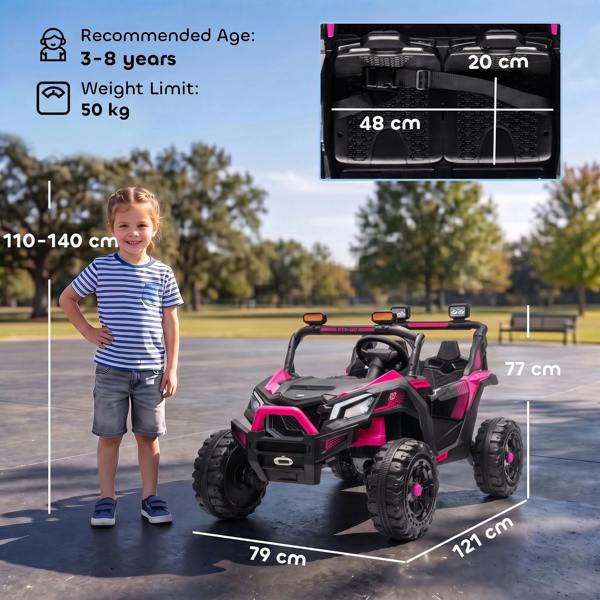 AIYAPLAY 24V 2 Seater Ride On Truck Car for Big Kids with Remote, Pink