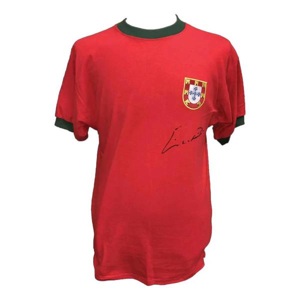 Unbranded Eusebio signed Portugal 1966 World Cup Shirt — Framed