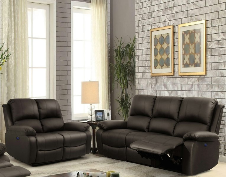Comfy Living PU Leather Electric Reclining Sofa set