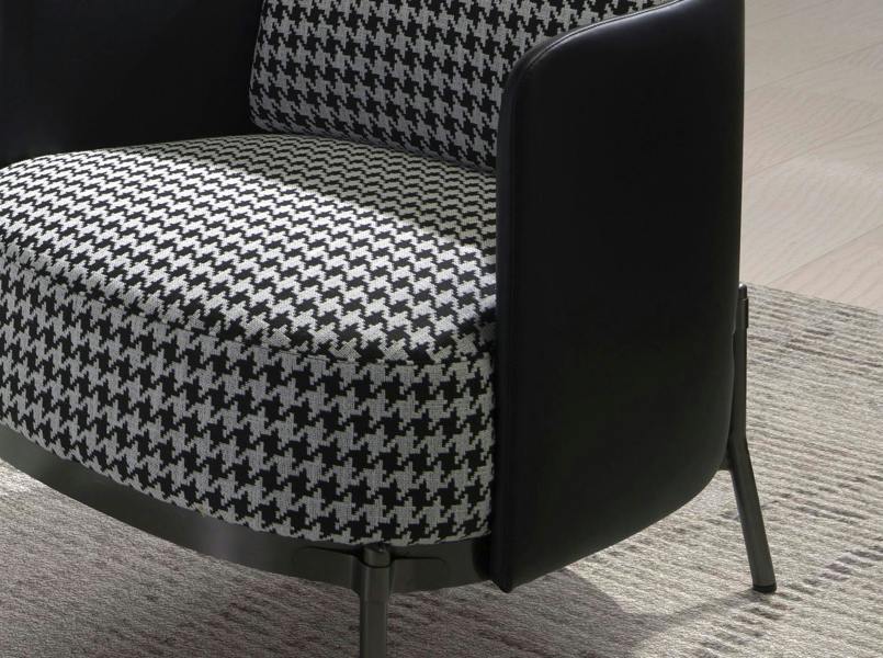 Angel Cerdá Black and White Fabric and Black Leatherette Armchair 5139
