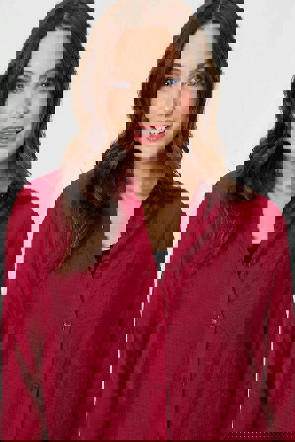 Burgundy | Long Sleeve Button Front Shirt 